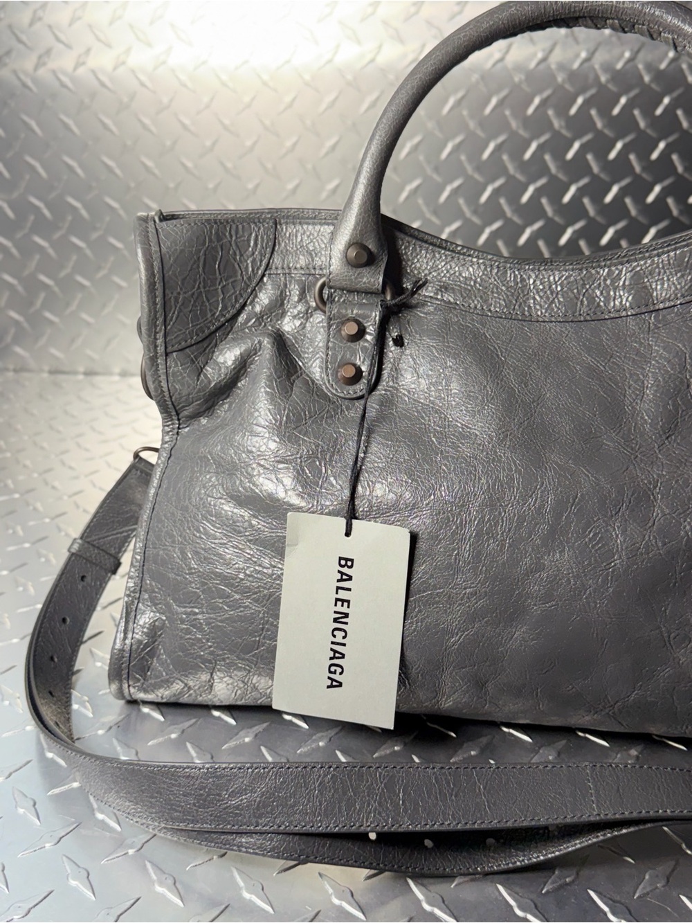 Balenciaga Medium Le City Moto Bag in Grey - Picture 12 of 12